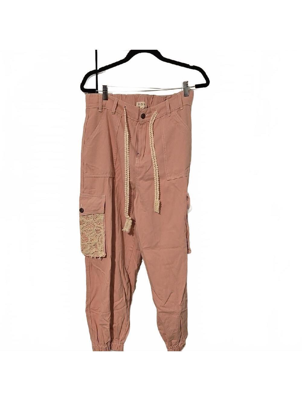 POL Boho Crochet Patch Lounge Pants Dusty Pink M NWOT